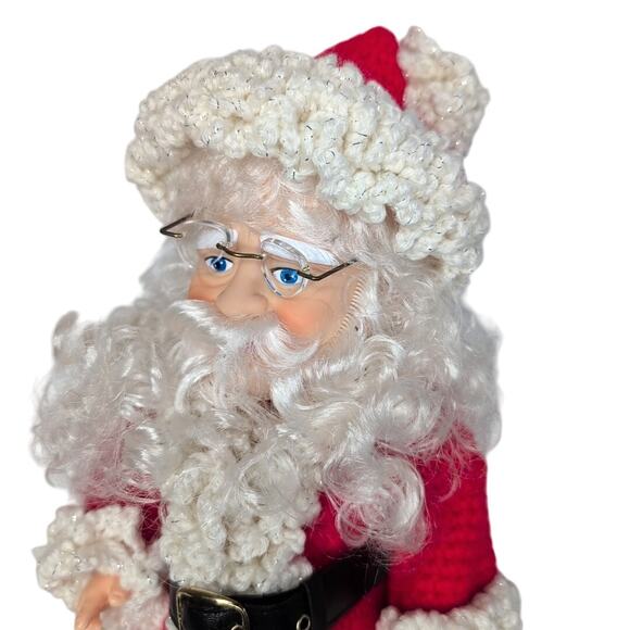 Old World Santa Claus Hand Crochet Standing Doll Figurine with Stand - Picture 2 of 11